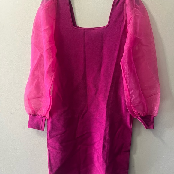 House of Harlow‎ Dress sheer Sleeve Knit pink  Fuchsia NWT small - Picture 2 of 6